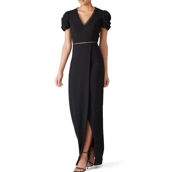 B17 Monique Lhuillier Cut Out Gown Womens 4 Glam Red Carpet Modest Minimalist - Picture 1 of 8